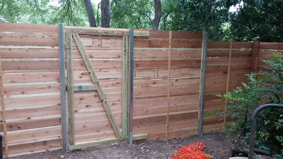 Wood privacy fence built by B.C. Fence Austin in Central Texas