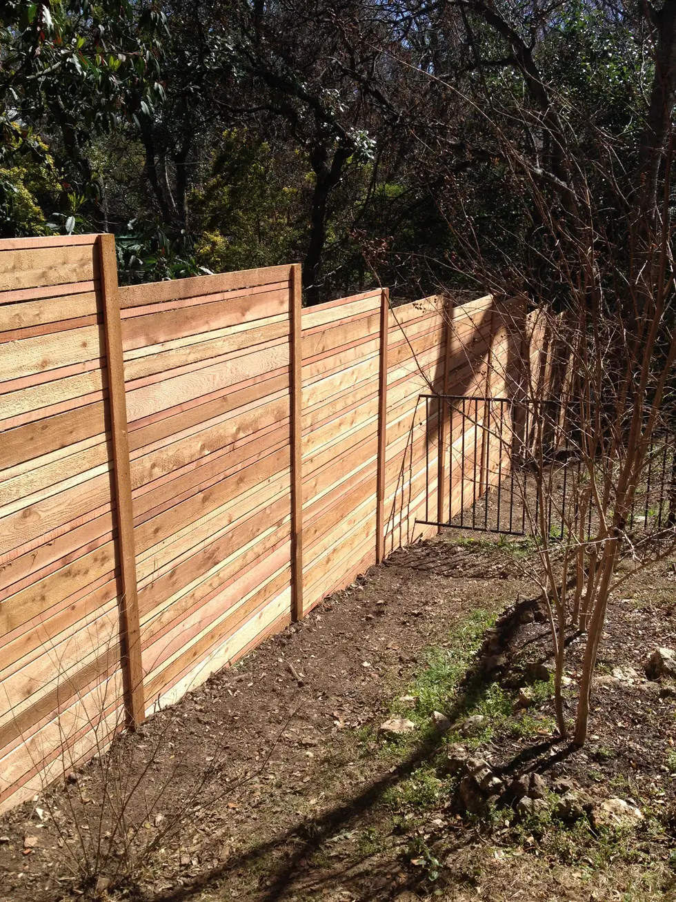 Cedar wood privacy fence built by B.C. Fence Austin in the Austin area