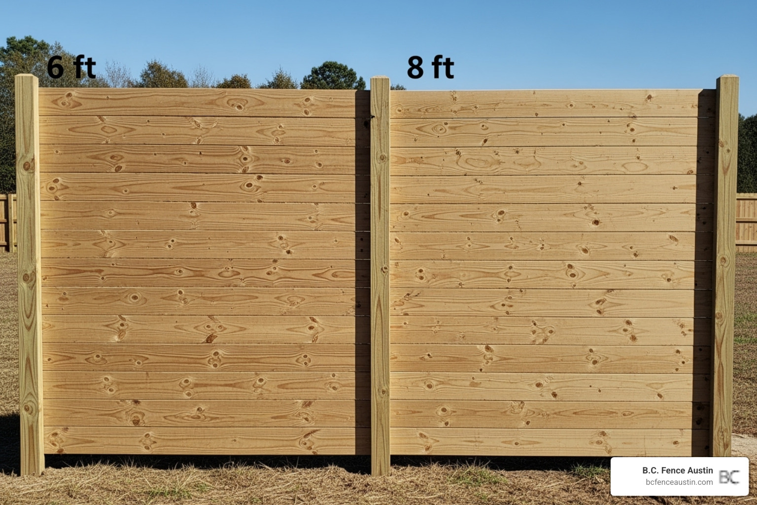 image illustrating the difference in material needed for a 6-foot versus an 8-foot fence panel - average cost per foot to install privacy fence