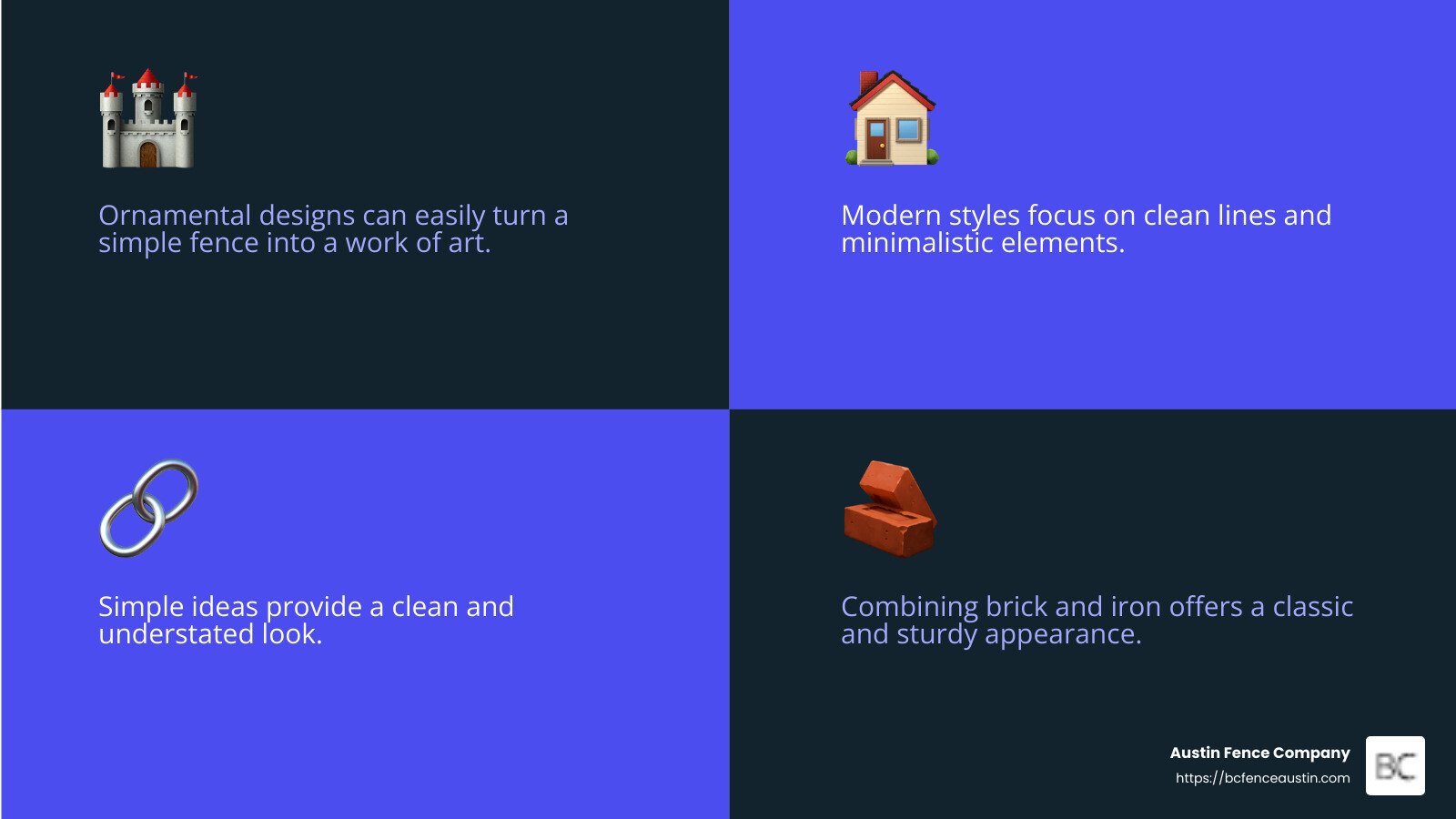 Wrought iron fences offer a blend of ornamental beauty and modern style, perfect for changing any space. - iron fence ideas infographic 4_facts_emoji_blue