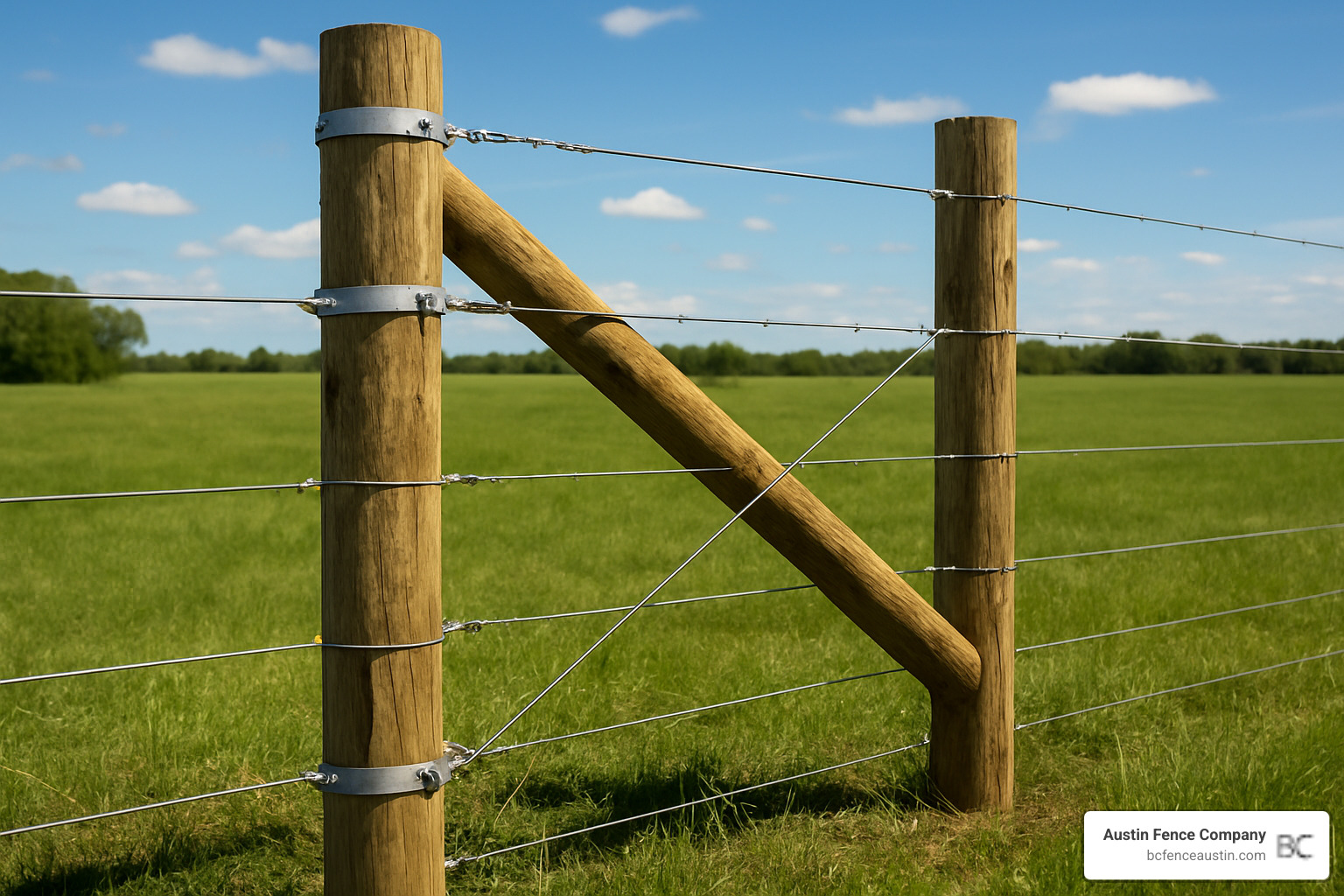 Corner bracing system for high-tensile fence - farm fencing solutions Corner bracing system for high-tensile fence - farm fencing solutions