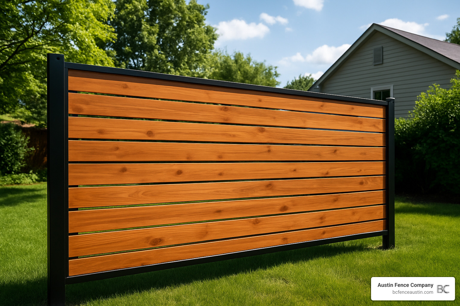 horizontal cedar slats with black steel frame fence - fence with wood and metal horizontal cedar slats with black steel frame fence - fence with wood and metal