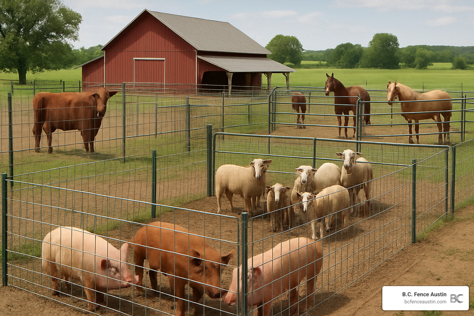 Multi-species farm setup using various types of livestock panels - livestock panels Multi-species farm setup using various types of livestock panels - livestock panels